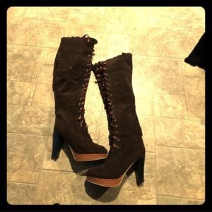 Dark brown lace up boots